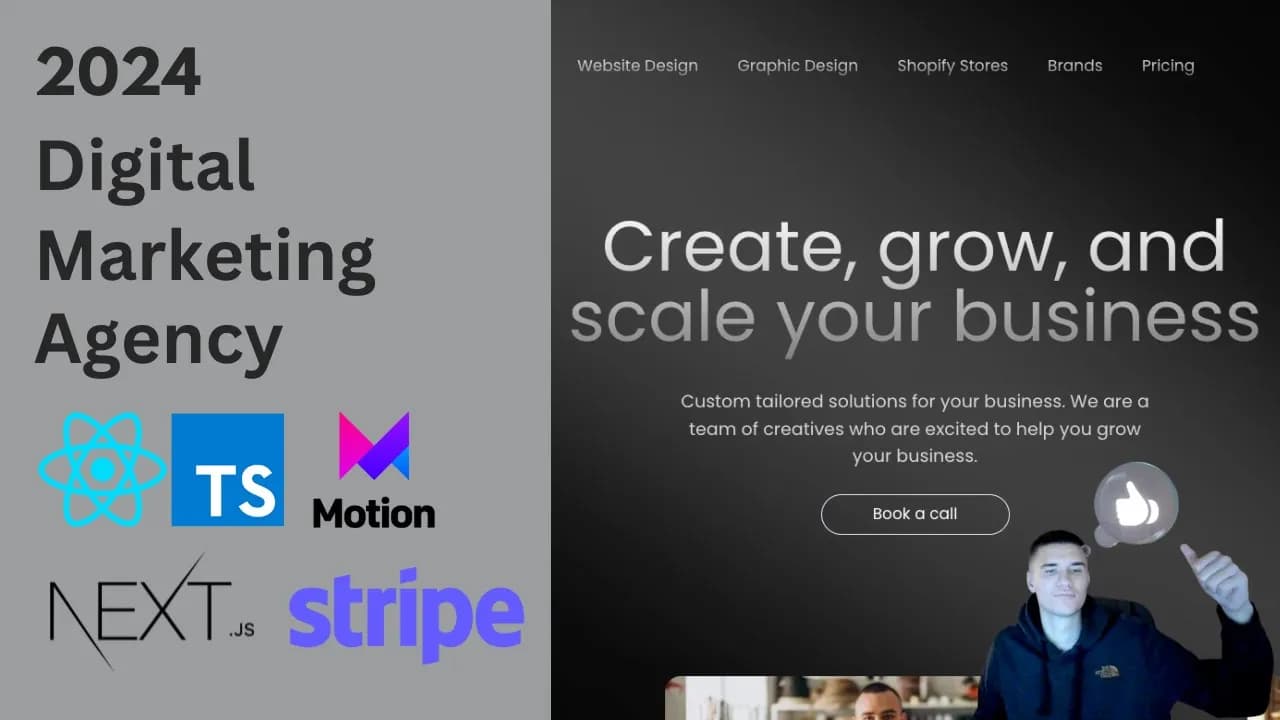 Create a Digital Marketing Agency Website: Next JS, TailwindCSS, Stripe (2024)