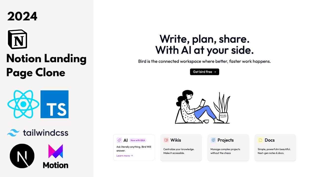 Notion Landing Page: Next.js, Tailwind CSS, and Framer Motion!